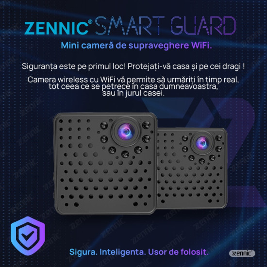 Mini camera de supraveghere WiFi ZENNIC Smart Guard Camere de supraveghere Mini camera de supraveghere WiFi ZENNIC Smart Guard Camere de supraveghere